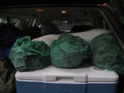 Tent wet in bags in car Prairie Creek 9-2013
