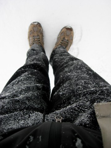 Beverly legs in heavy snow Crater Lake 10-1-13