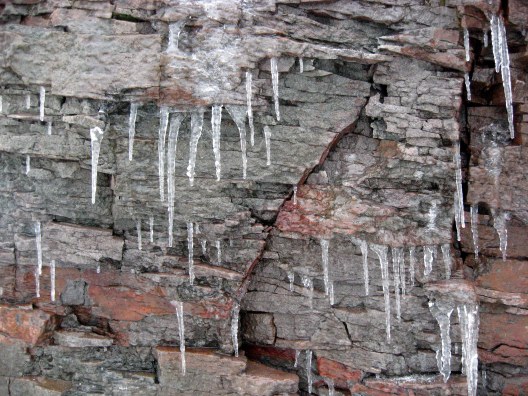 Icicles on rock face midrange Crater Lake 10-1-13